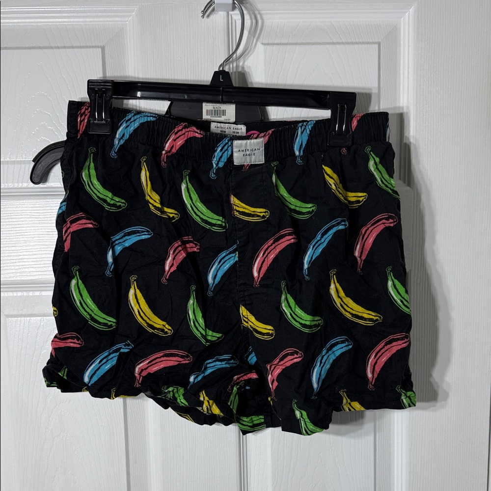 American Eagle Outfitters Black Shorts with Colorful Banana Print